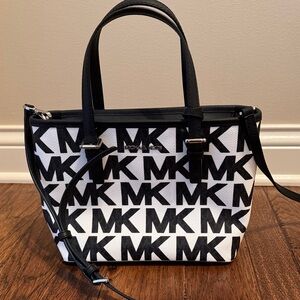 Michael Kors Black & White MK Monogram Tote